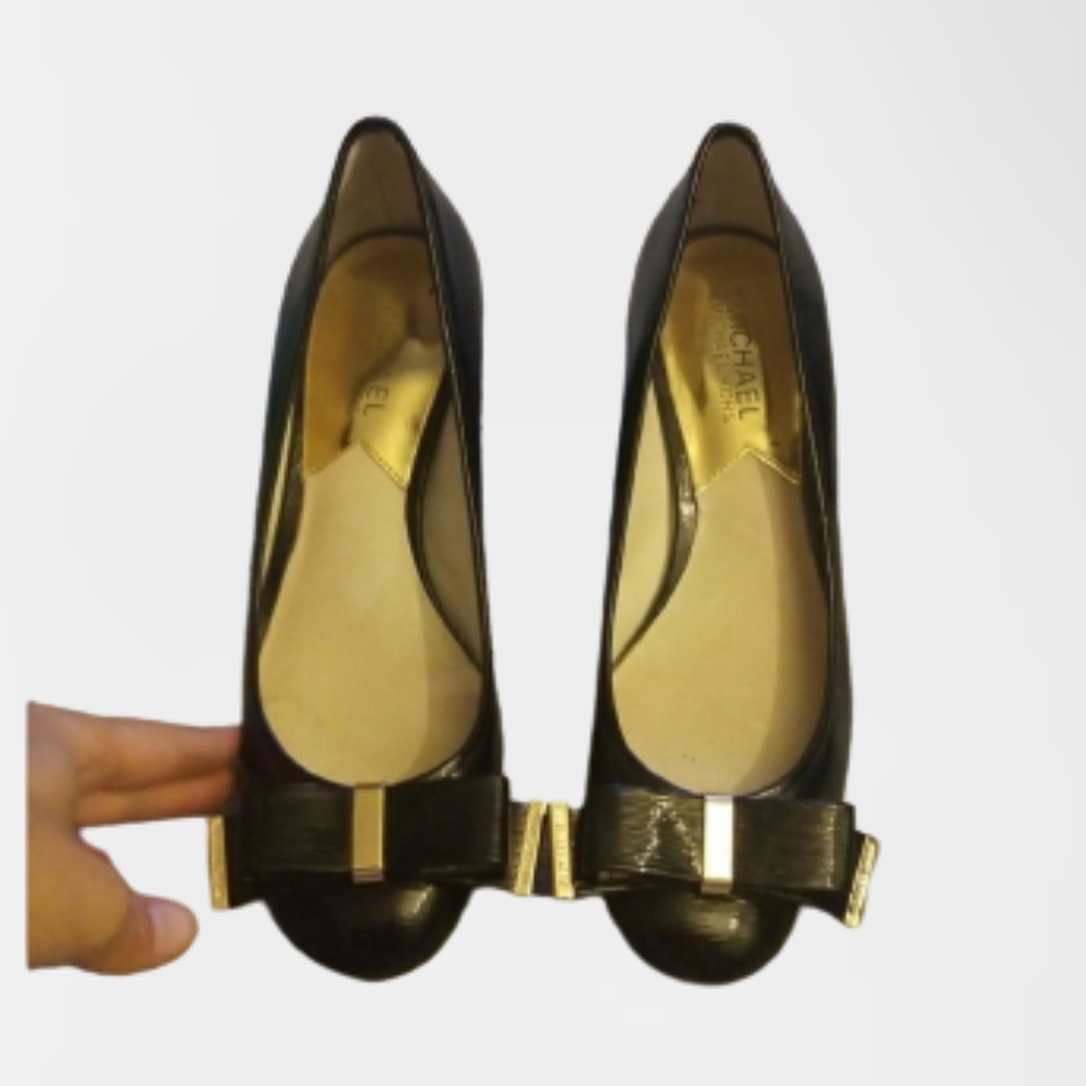 michael kors kiera black patent heels7.5